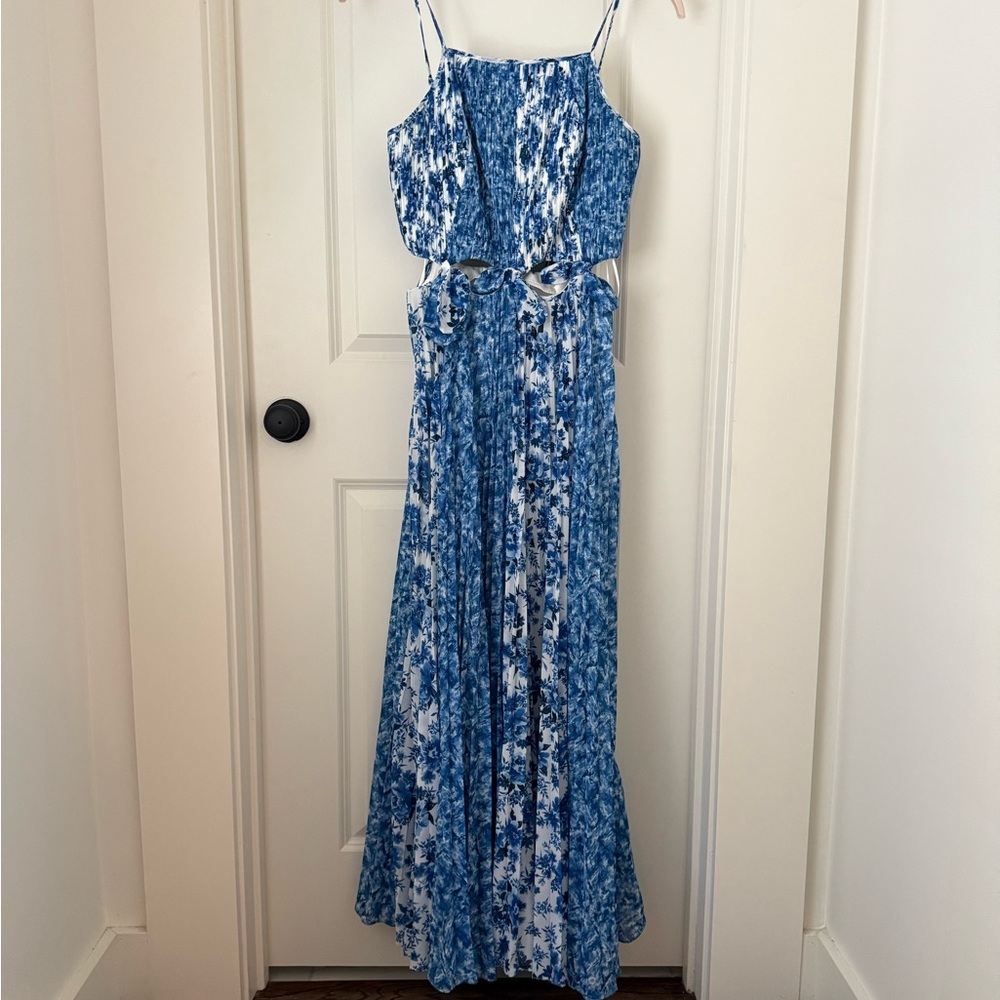 AMUR Blue and White Floral Maxi Dress